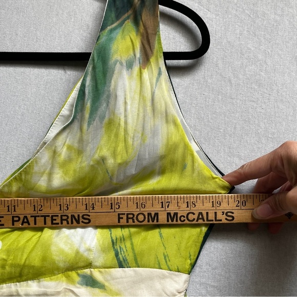 Steilmann silk cotton Elegant Green and White Women's Midi Dress Sz 12 - Picture 14 of 15